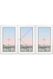 Трехстворчатое окно Rehau Delight Decor 2700x2700 - фото - 1